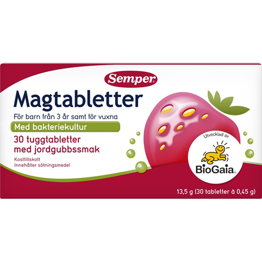 Semper Magtabletter Jordgubb 30 tabletter