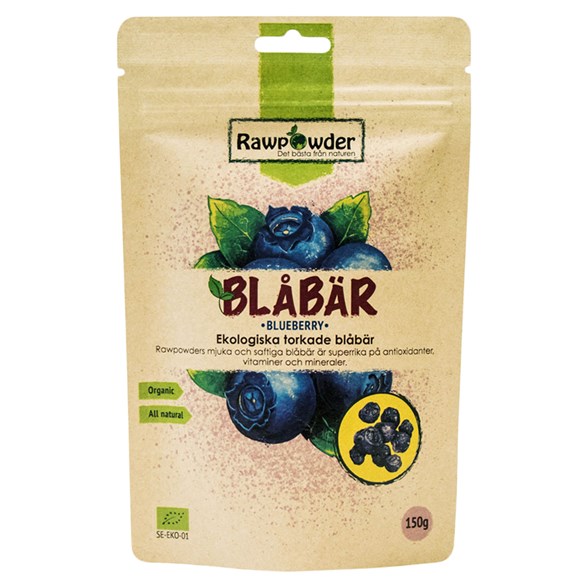 Rawpowder Ekologiska Torkade Blåbär, 150 g
