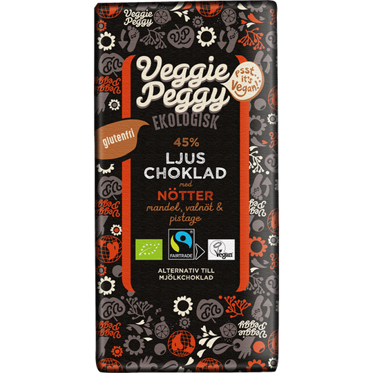 Veggie Peggy Ljus Choklad Nötter 85 g