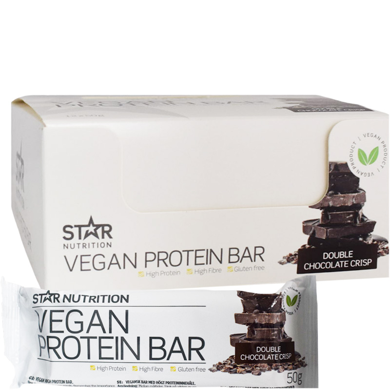 Hel Låda Proteinbars "Vegan Double Chocolate Crisp" 12 x 50g - 81% rabatt