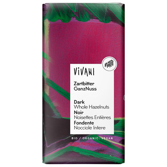 Vivani Ekologisk Mörk Choklad med Hela Hasselnötter, 100 g