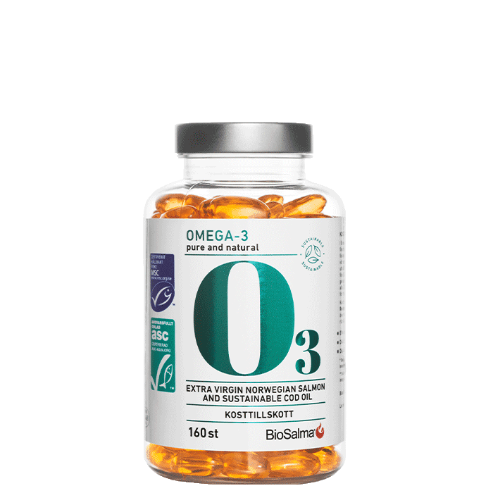 Miljömärkt Omega-3 Pure and Natural, 160 kapslar