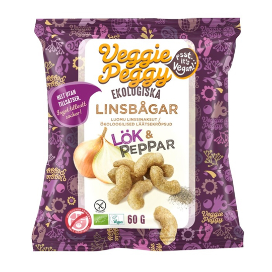 Veggie Peggy Linsbågar Lök & Peppar 60 g