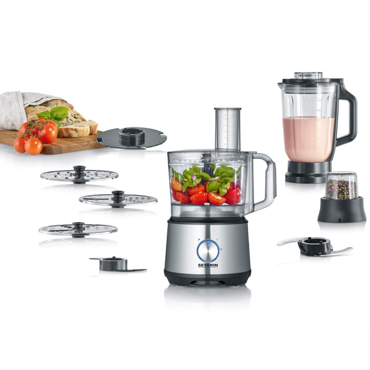 Severin: Matberedare 1200 W Mixer, Bunke, Rivskivor,