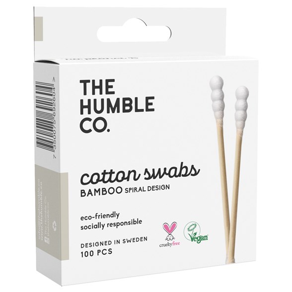 The Humble Co. Bomullstops med Bambupinne - Spiralform, 100 st