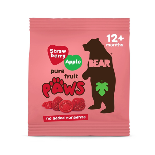 Bear Paws Torkade frukt- & gröntbitar med jordgubb och äpple 20 g