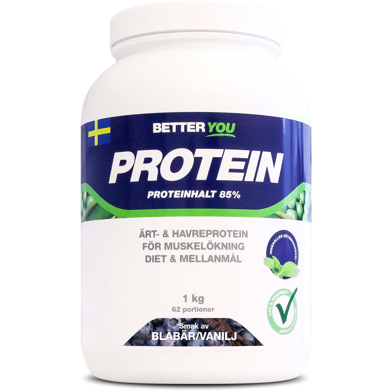Better You Ärt och havreprotein Blåbär Vanilj 1000 ml