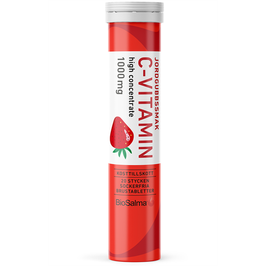 BioSalma C-vitamin 1000 mg Jordgubb 20 brustabletter