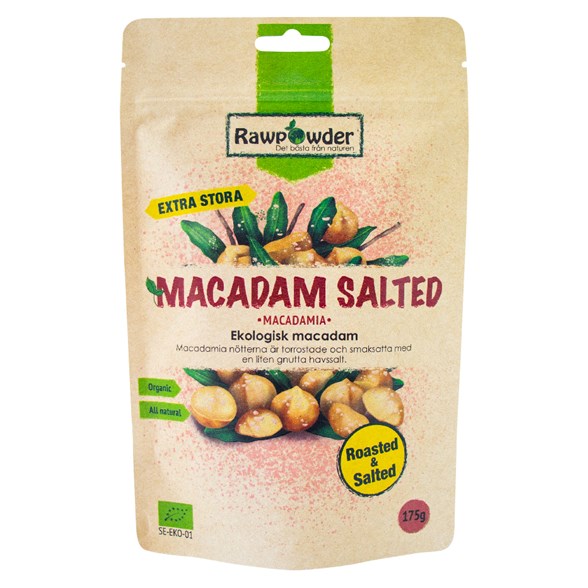 Rawpowder Ekologiska Macadamianötter Saltade, 175 g