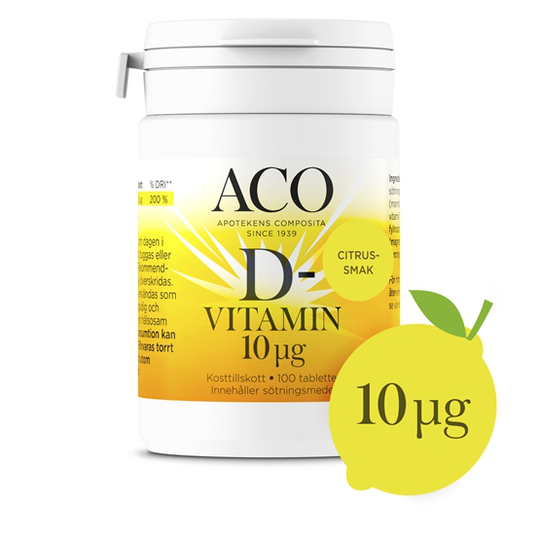 ACO D-vitamin 10 UG Citrussmak 100 tabletter