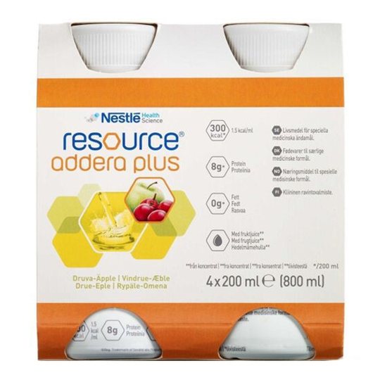 Resource Addera Plus Druva-Äpple 4 x 200 ml