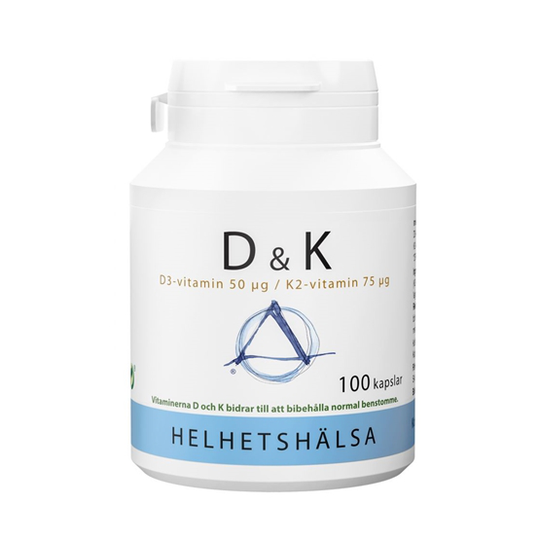 Helhetshälsa D & K-vitamin (D3 50/K2 75) 100 kapslar