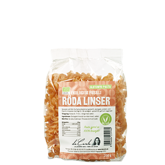 Röda Linser Ekologisk Fusilli, 250 g