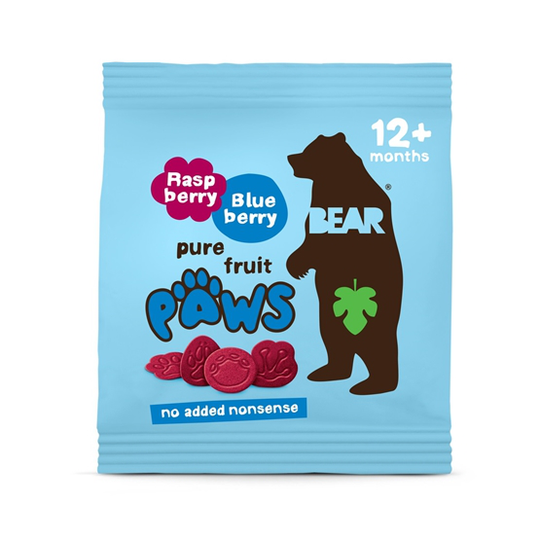 Bear Paws Torkade frukt- & gröntbitar med hallon och blåbär 20 g