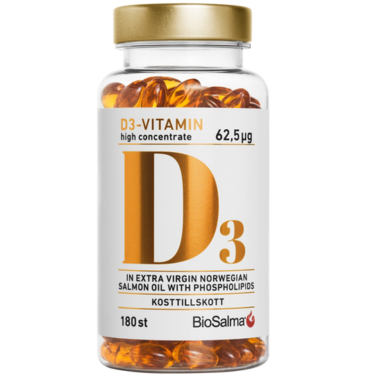 BioSalma D3-vitamin 62,5µg high concentrate 180 kapslar