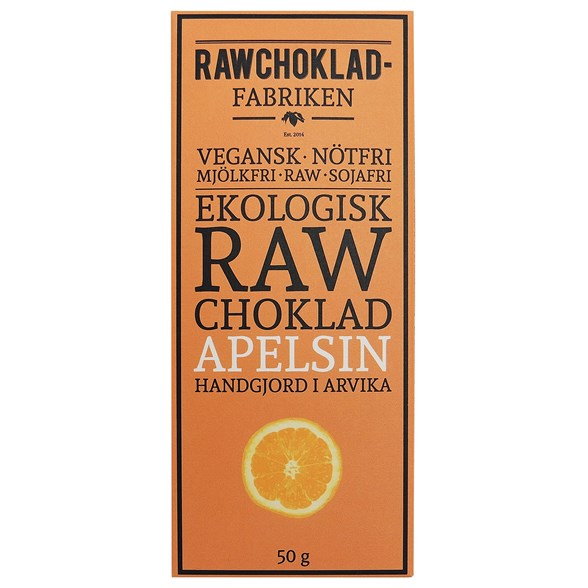 Rawchokladfabriken Ekologisk Rawchoklad Apelsin 73%, 50 g