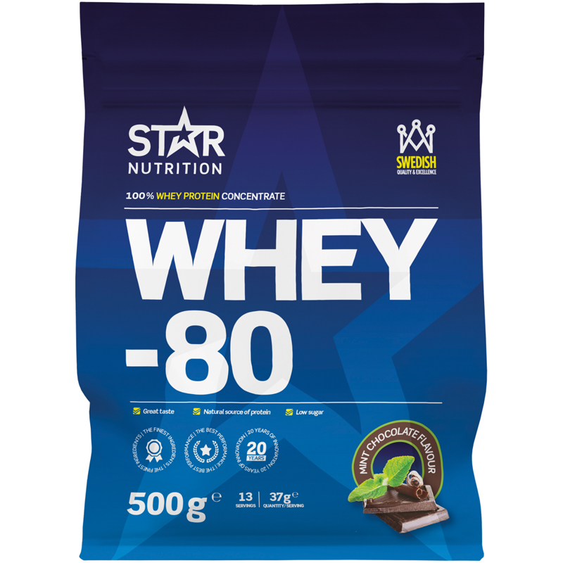 Proteinpulver "Whey 80 Mint Chocolate" 500g - 0% rabatt
