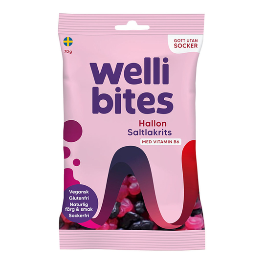 Wellibites Hallon & Saltlakrits - 70 gram