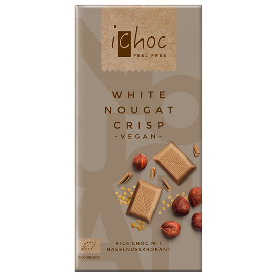 iChoc Chokladkaka Vit Nougatkrisp, 80 g
