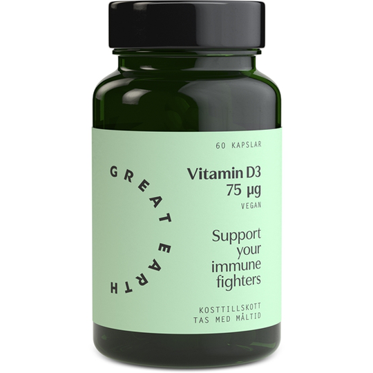 Great Earth Vitamin D3 Vegan 3000 I.E 60 kapslar