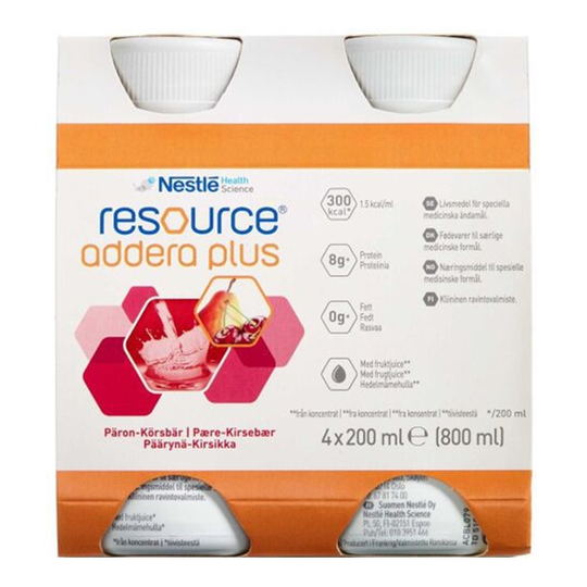 Resource Addera Plus Päron-Körsbär 4 x 200 ml