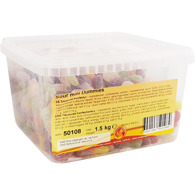 Hel Låda Godis "Sour Mini Dummies" 1,5kg - 78% rabatt