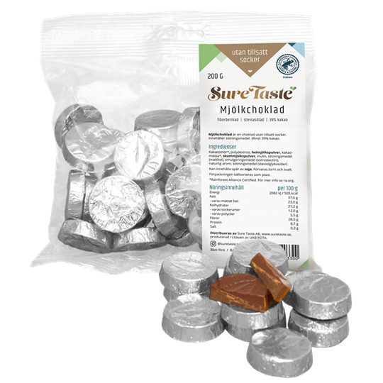 Sure Taste Mynt Mjölkchoklad Silverfolie 200 g