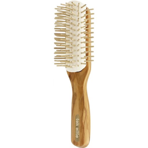 Big Curved Row Brush In Olive Wood With Short Wooden Pins
