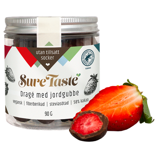 Sure Taste Drage Mörk Choklad med Jordgubbe 90 g
