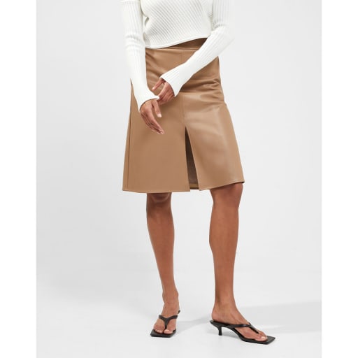 Etta Rec Bottle Camel Vegan Leather Skirt Skirt