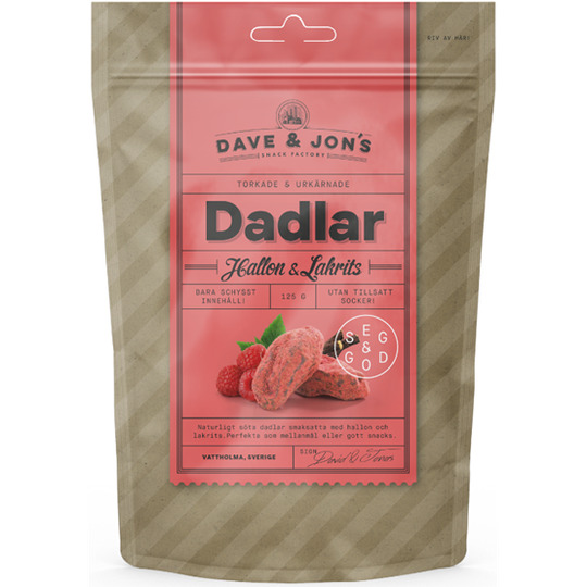 Dave & Jon´s Dadlar Hallon/Lakrits 125 g