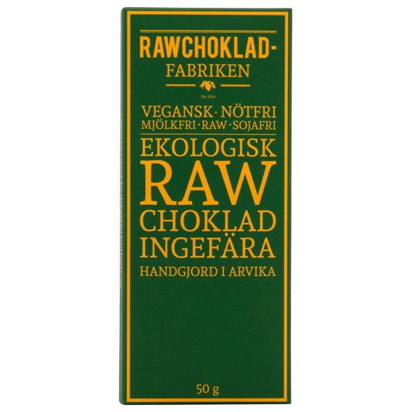 Rawchokladfabriken Ekologisk Rawchoklad Ingefära 73%, 50 g