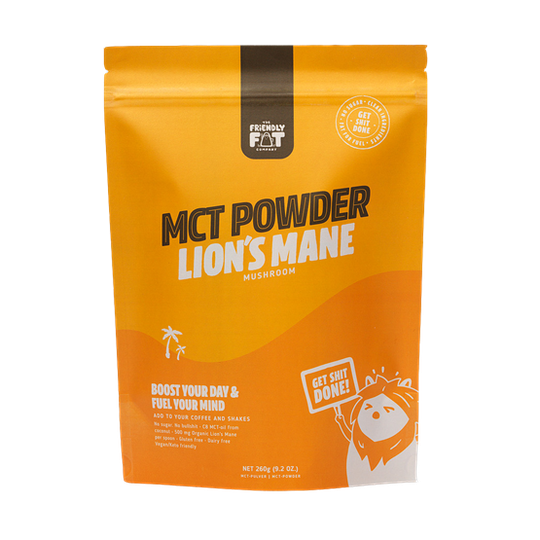 The Friendly Fat Company C8 MCT-pulver med Lion's Mane Mushroom 260 g