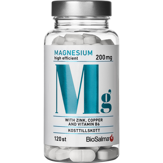 BioSalma Magnesium 200mg + Zink, Koppar, B6 120 kapslar