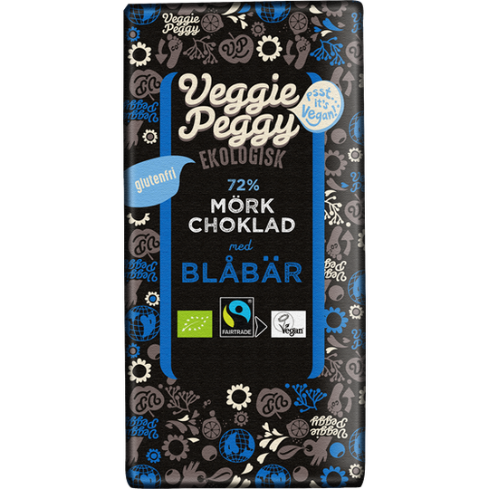 Veggie Peggy Mörk Choklad Blåbär 85 g