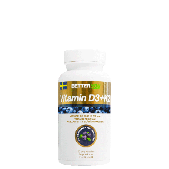 Vitamin D3+K2, 60 kapslar