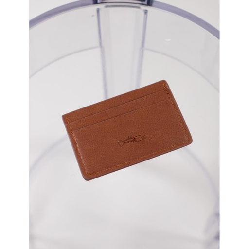 Carl Vegan Leather Card Holder - Brown
