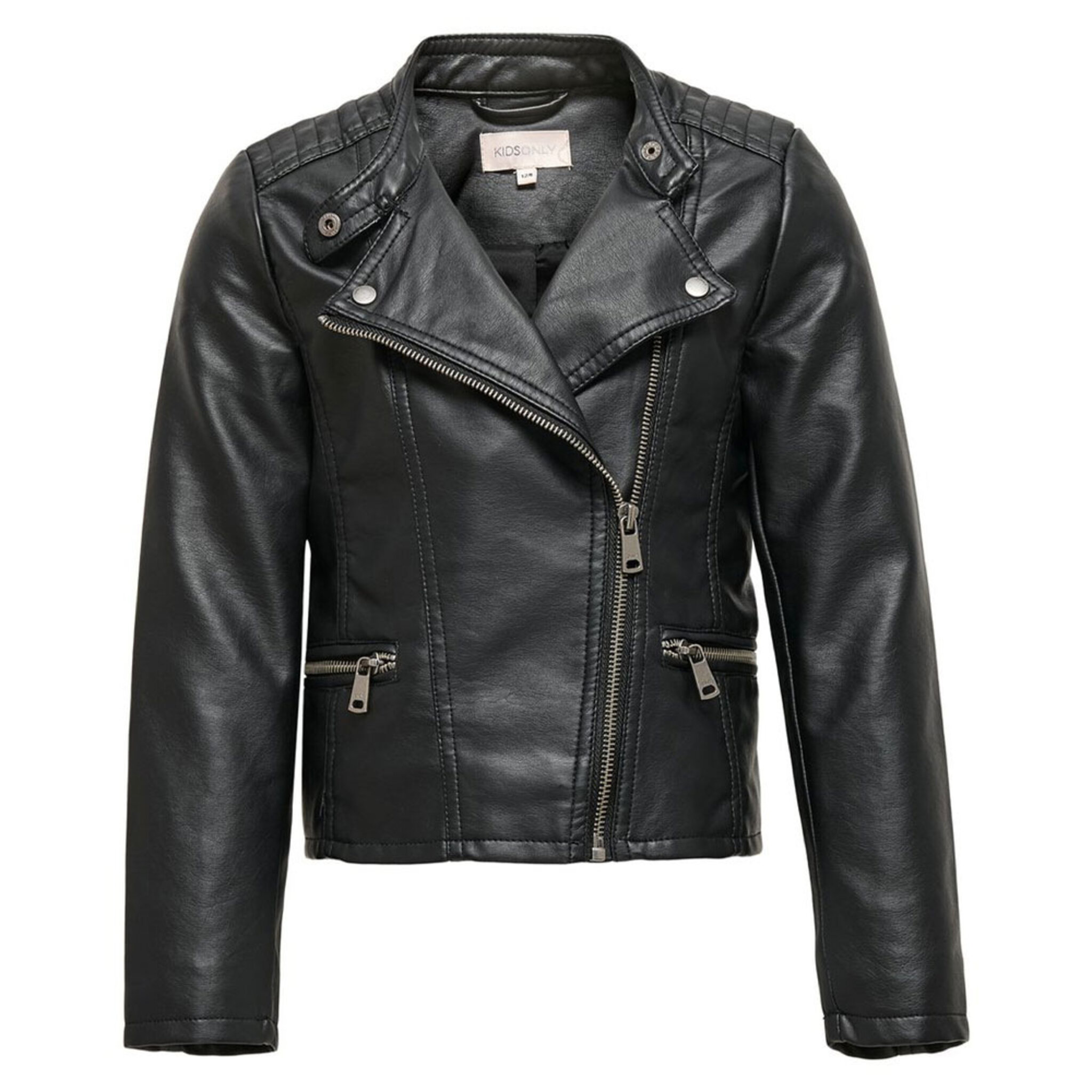 Bikerinspirerad Faux Läderjacka