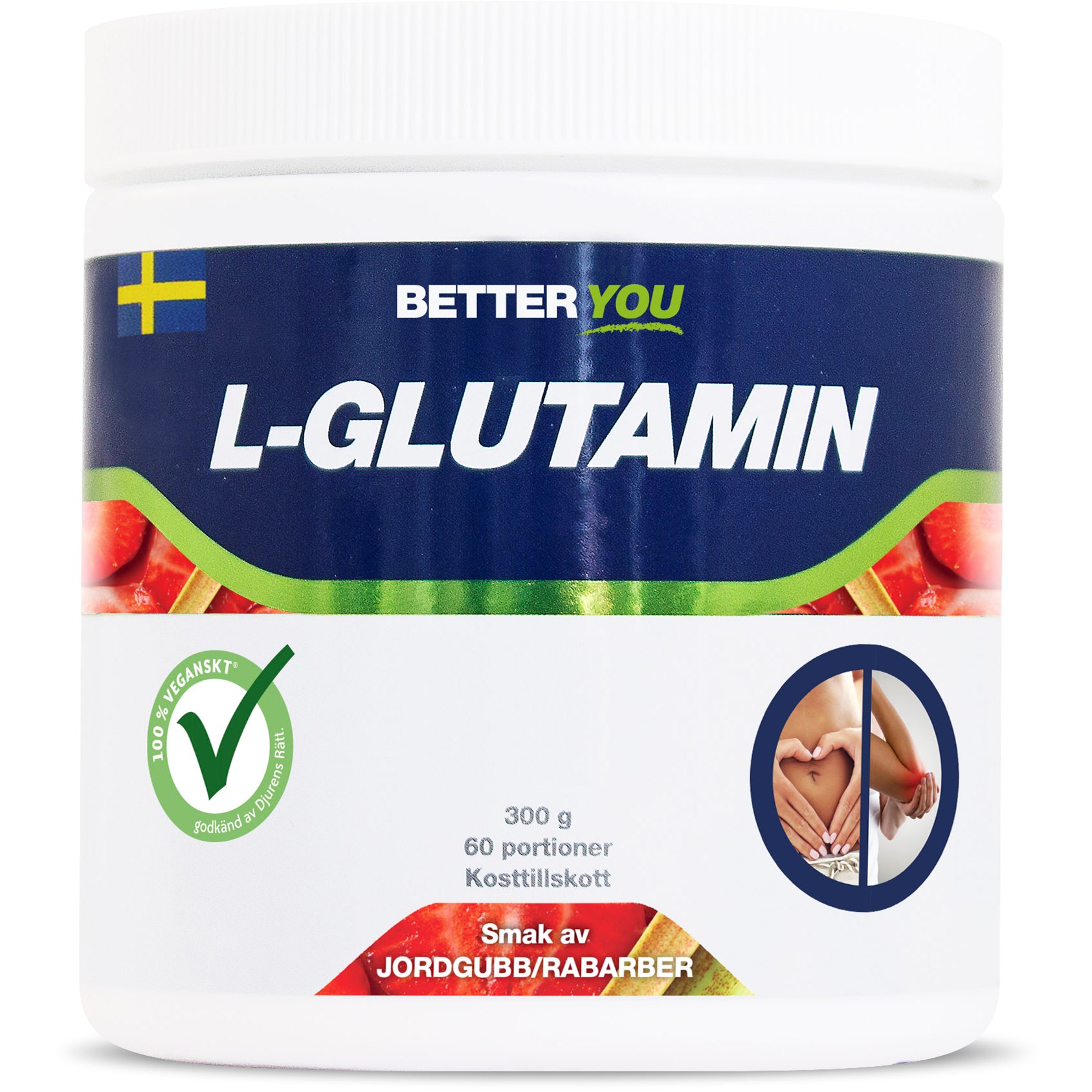 Better You Naturligt L-Glutamin Jordgubb/Rabarber 300 g