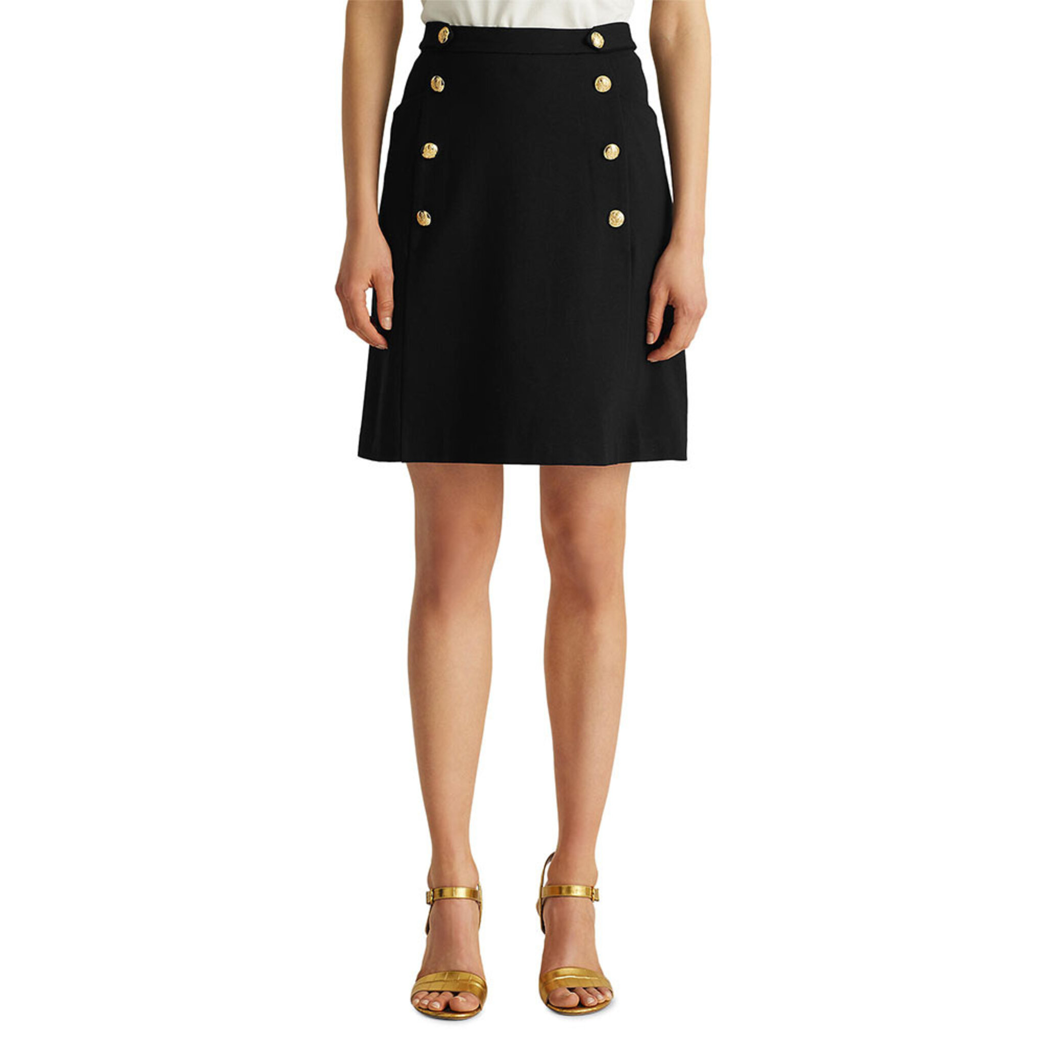 Button-Trim Ponte Skirt