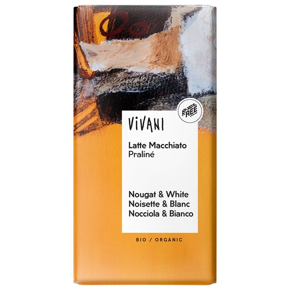 Vivani Ekologisk Mörk Nougat & Vit Choklad med Espressokrisp, 100 g