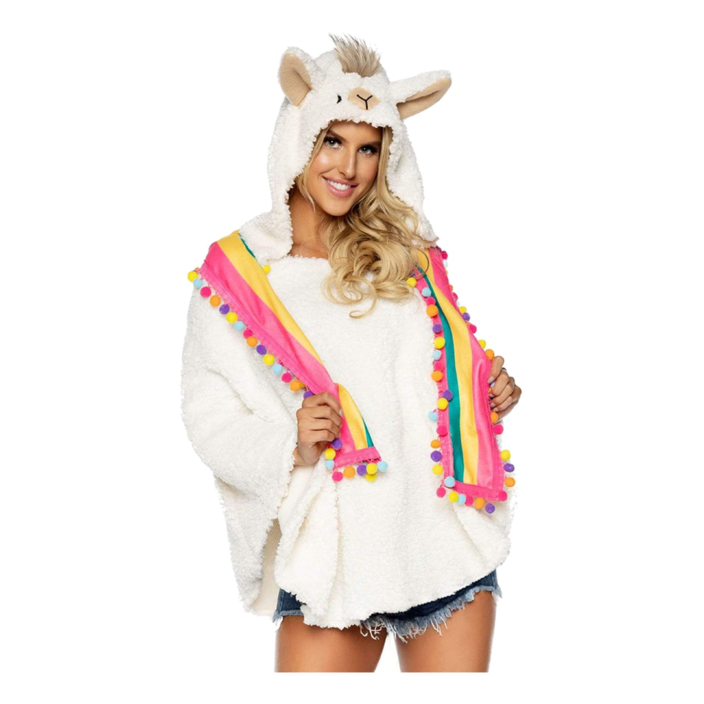 Poncho Lama med Huva Deluxe - One size