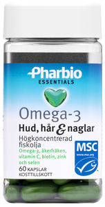 Pharbio Essentials Omega-3 Hud, hår & naglar 60 st