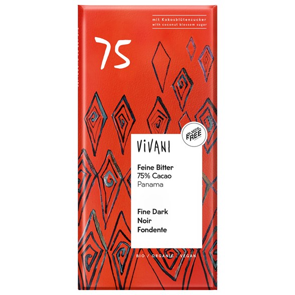 Vivani Ekologisk Mörk Choklad Panama 75%, 80 g