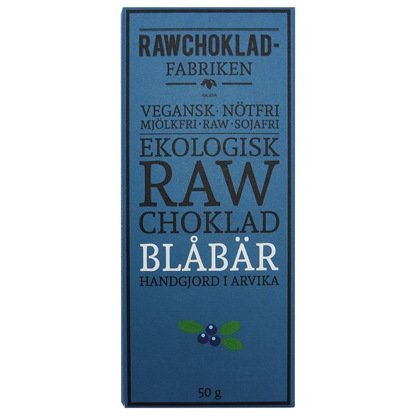 Rawchokladfabriken Ekologisk Rawchoklad Blåbär 73%, 50 g