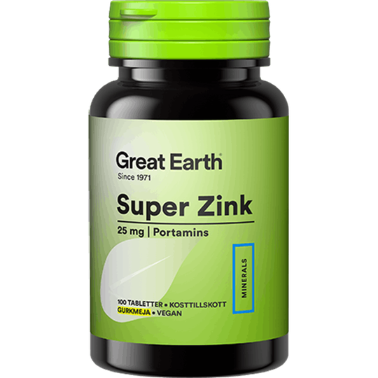 Great Earth Super Zink 25 mg 100 tabletter