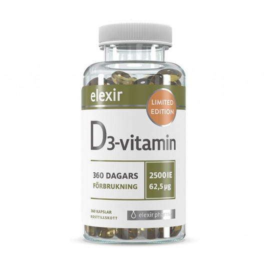 Elexir Pharma Elexir D3-vitamin 2500 IE 360 kapslar